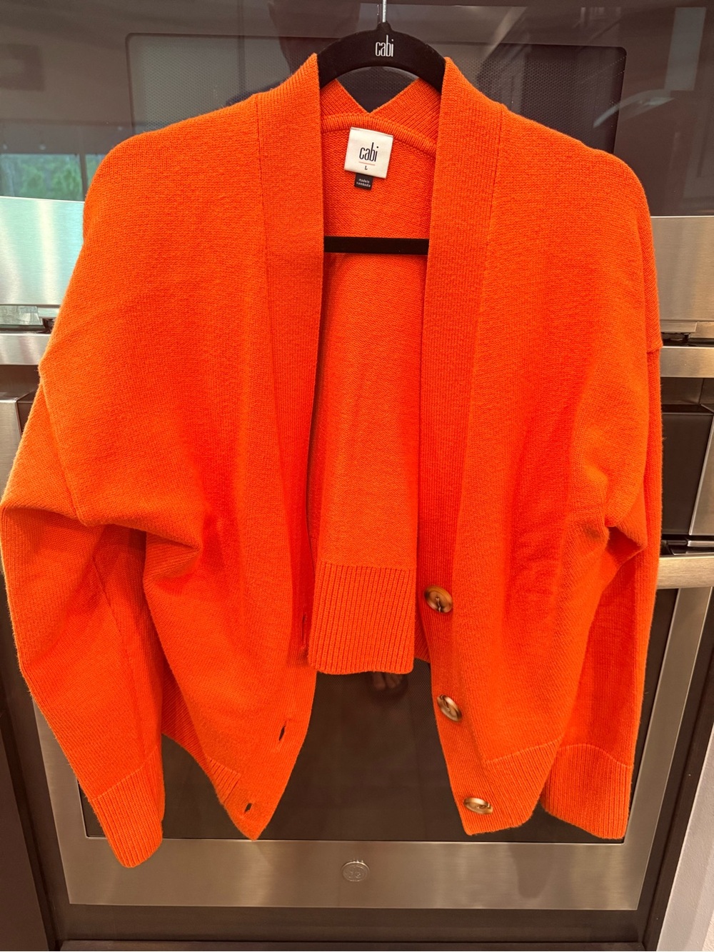 CAbi Bright Orange Button-Front Cardigan Sweater
